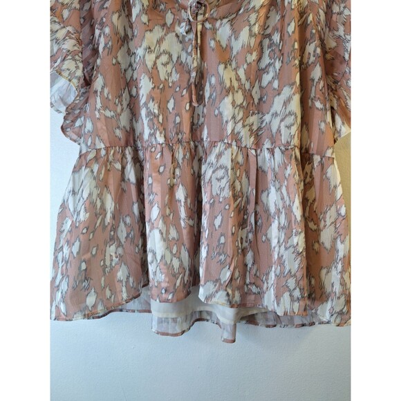 Women's Flutter Sleeve Boho Babydoll Top Sz XL Fairycore Western Cowgirl Casual - Picture 7 of 9